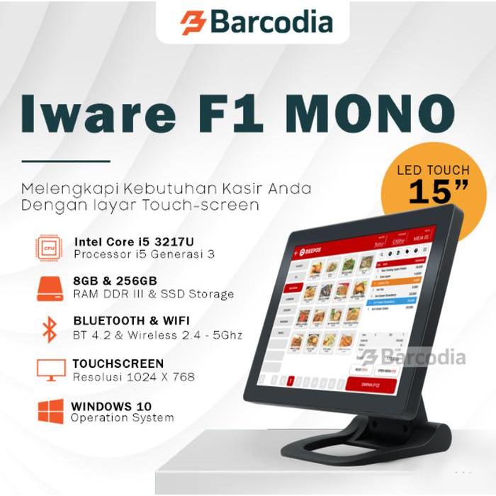 Mesin kasir PC POS All in One Iware F1 Mono Intel Core i5 RAM 8/256GB Touchscreen Win 10