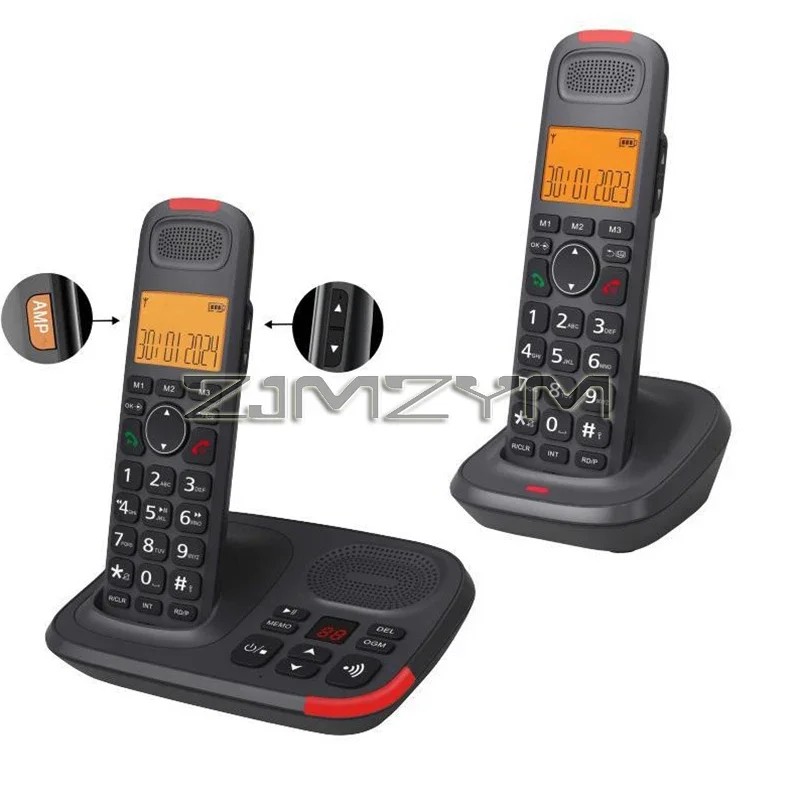 Landline Phones Handset Cordless Phone With Answering Machine Backlight Support 16 Languages For