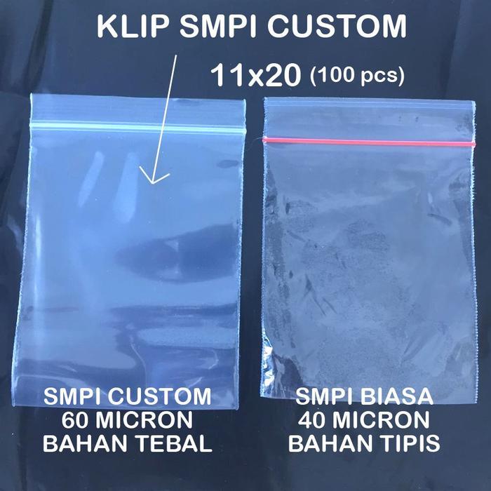 JTTOP" PLASTIK KLIP PP SMPI CUSTOM 11X20 60 MICRON TEBAL ZIPPER