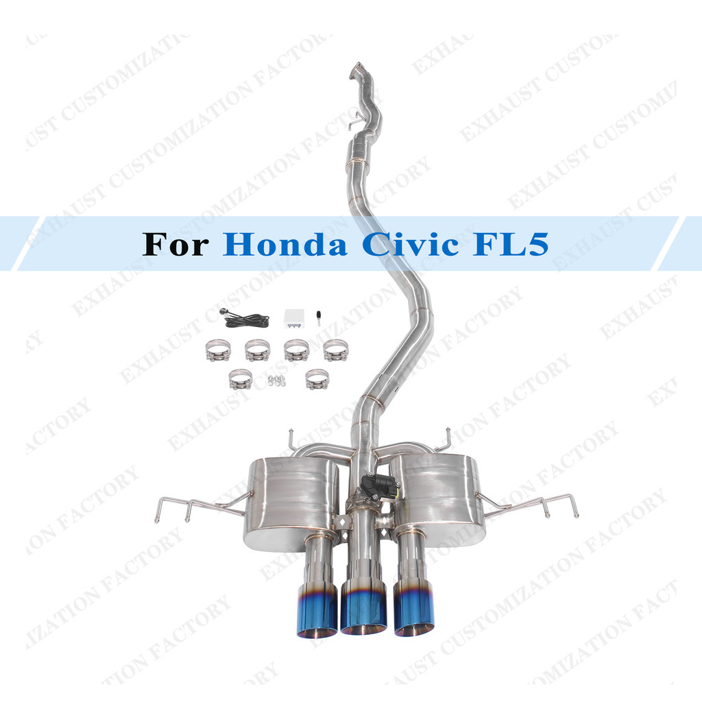 Brushed Exhaust System for Honda Civic Type R FL5 2.0T Performance Muffler Electric Valve Titanium