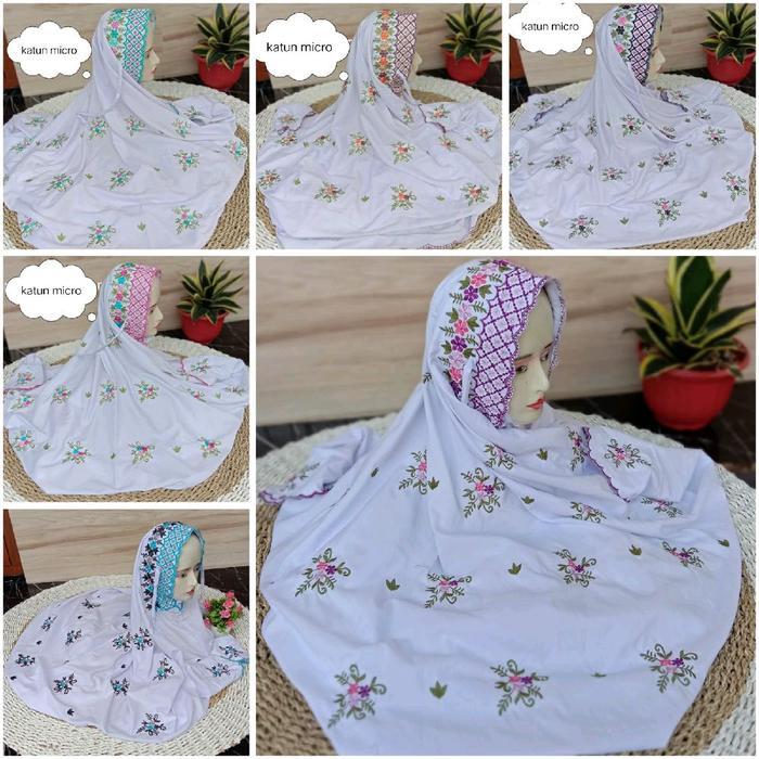 DISKON MUKENA MUKENAH RUKUH TERUSAN LAJURAN LANGSUNGAN DEWASA REMAJA JUMBO PUTIH BORDIR BURUNG LOVE