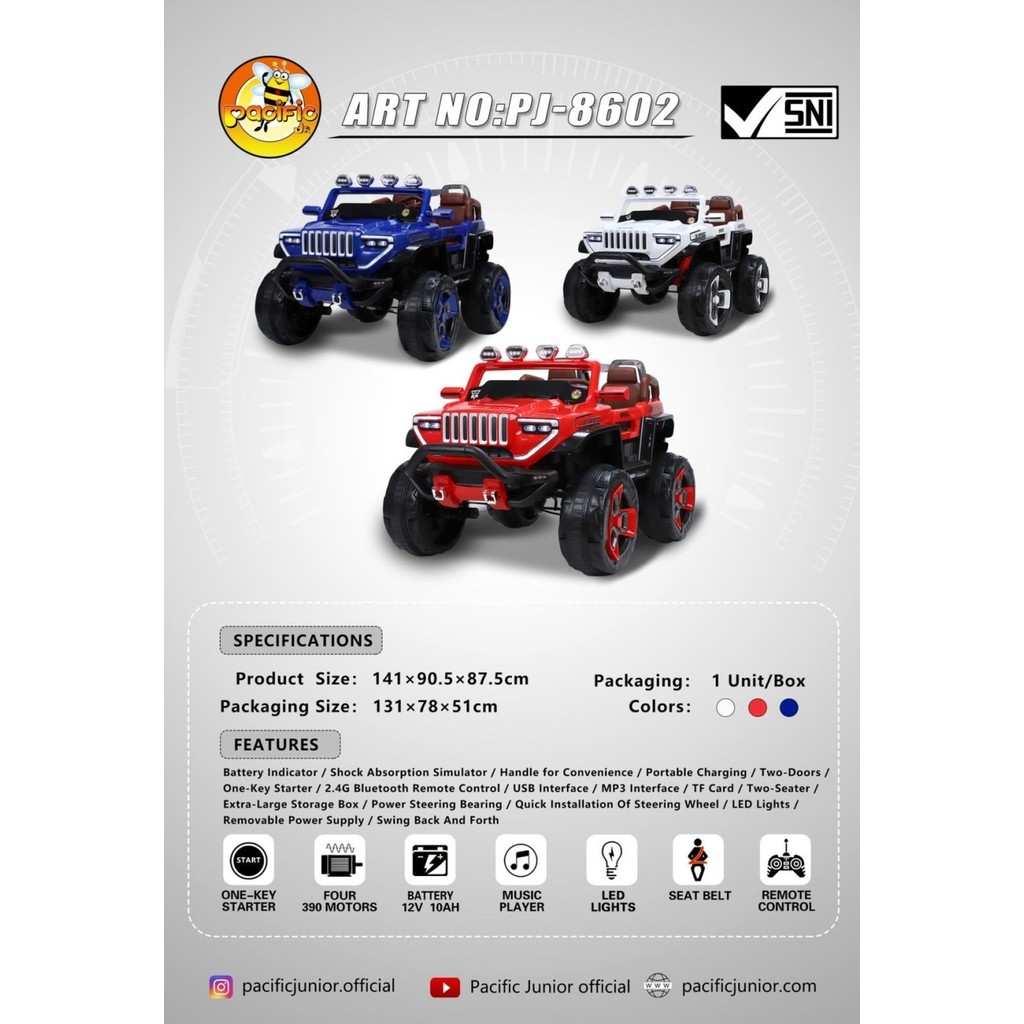 Mobil Aki Pacific PJ 8602 Tiger Mobil Mainan Anak