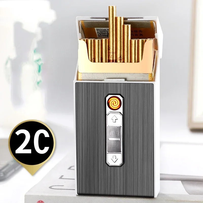 Brand new USB rechargeable cigarette case cigarette lighter, can hold 20 slim cigarettes, cigarette