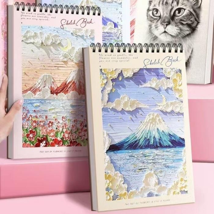 FIVEVOO Buku gambar/ Buku Melukis/ Sketchbook A4 / Buku Gambar Aesthetic/ Buku Gambar Vertikal Jilid