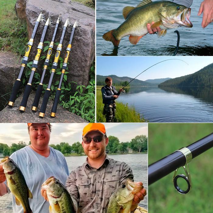 Peralatan Pancing Baik Sougayilang: Joran Serat Karbon 2.1-3.6m Teleskopik, Rasio 5.2:1 & Reel Emas