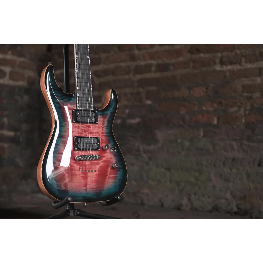 Mahoney Maple Body 0.5mm Flame Maple Fixed Bridge Locking Turner Ebony Fingeboard Jumbo Stainless