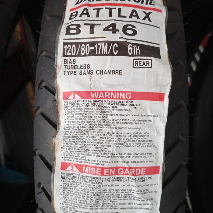 Ban Luar Battlax Bt 46 Ukuran 120/80-17 Battlax Tubeless
