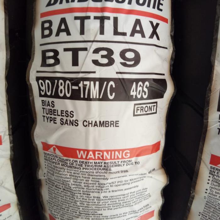Ban Luar Battlax Bt39 Ukuran 90/80-17 Battlax Tubeless