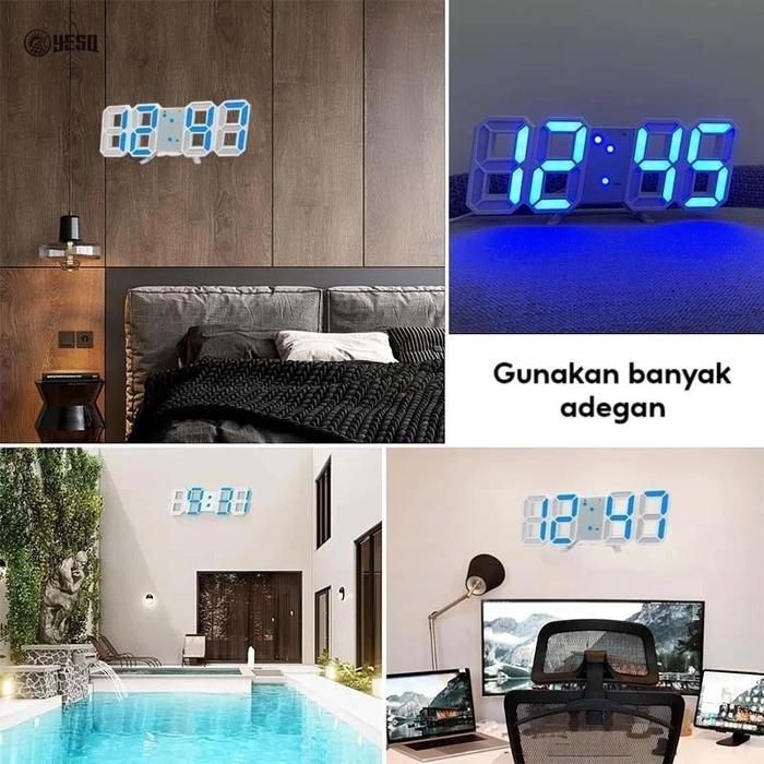 Jam Dinding Digital Led 3D Hiasan Meja Kreatif Jam Weker Dinding 3D Jam Digital Led Jam Dinding