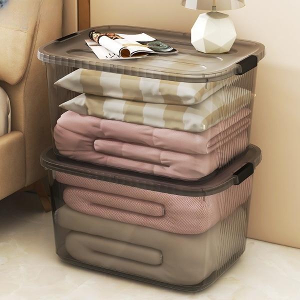 NEWW Box Penyimpanan Plastik Transparan Multifungsi Container Box Baju Mainan Buku Pakaian Besar