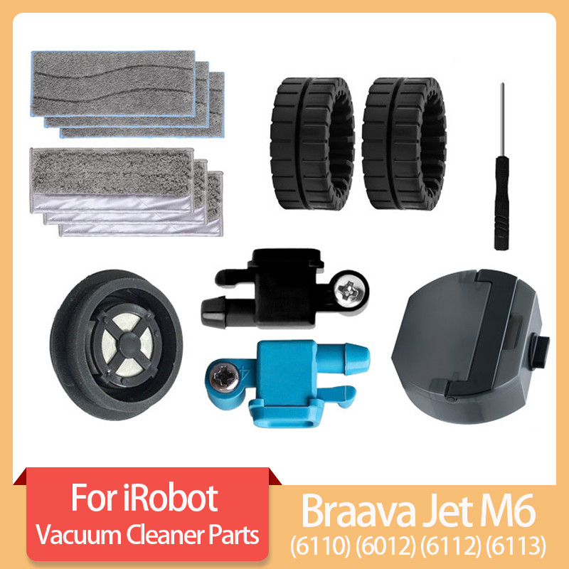 For Irobot Braava Jet M6 Cleaner Filter,Water Tank,Mop Cloth,Wheel,Spray Nozzle Replacement