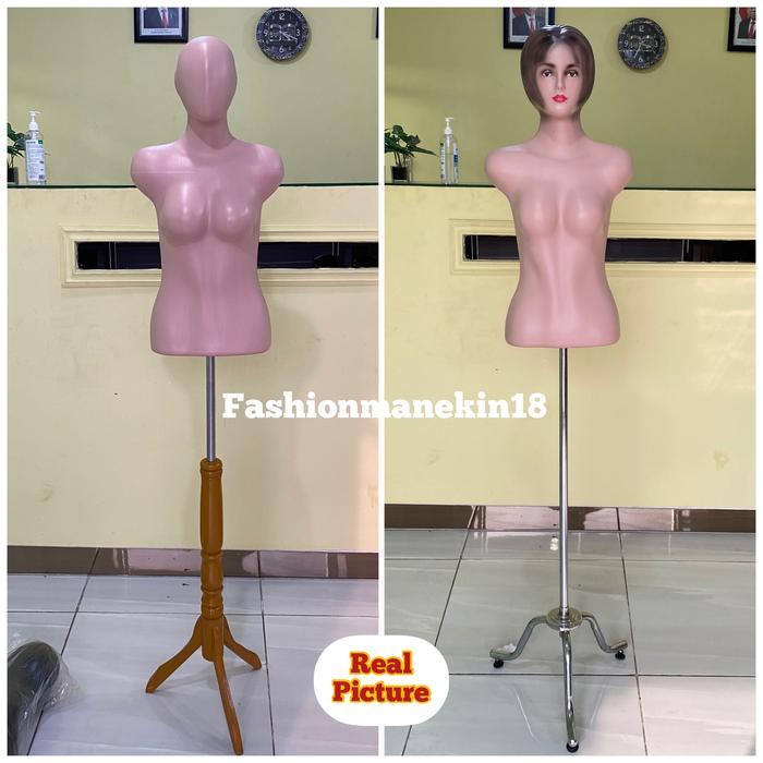 Manekin Wanita Dewasa Torso Setengah Badan Ada Kepala + Patung Baju Wanita Plastik + Manekin Display