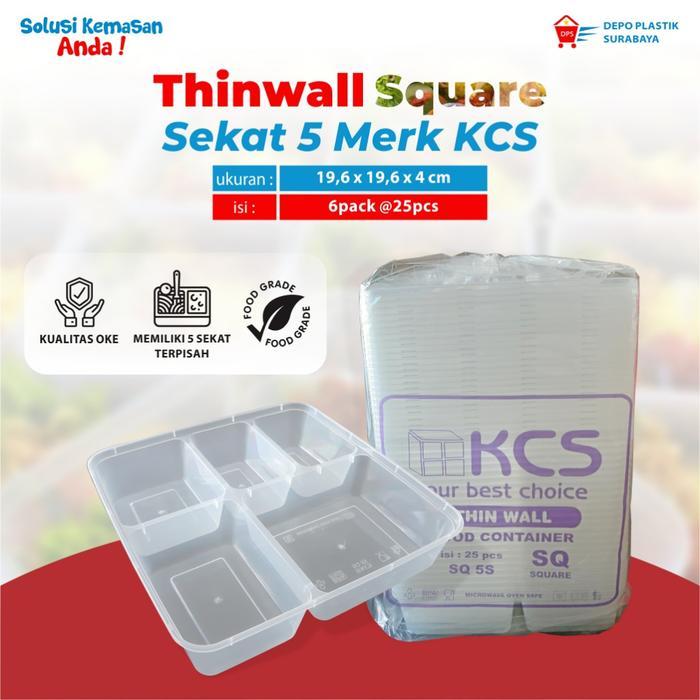 KOTAK MAKAN MERK KCS / KOTAK MAKAN SEKAT 5 / THINWALL SQUARE SEKAT 5 / KOTAK MAKAN SEKAT MURAH /