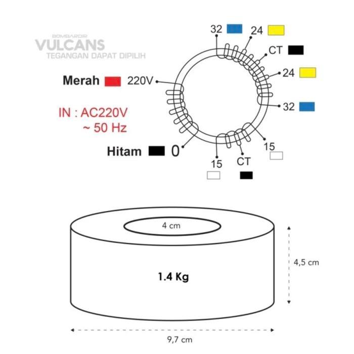 TRAFO TRAVO TOROID TOROIDAL DONAT 5A 5 AMPER CT 32-24V VULCANS BOMBARDIR ORIGINAL