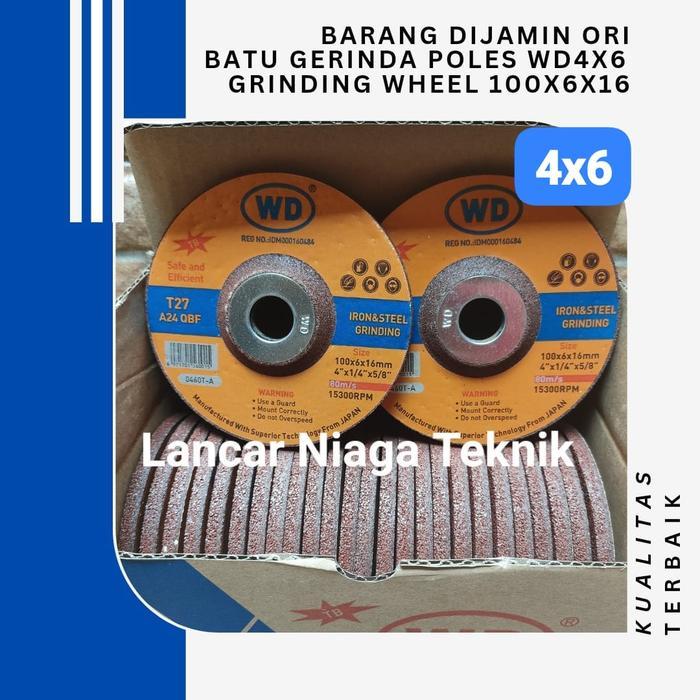 Wd Batu Gerinda Poles Wd 4' X 6 Grinding Wheel 100X6X16 T27