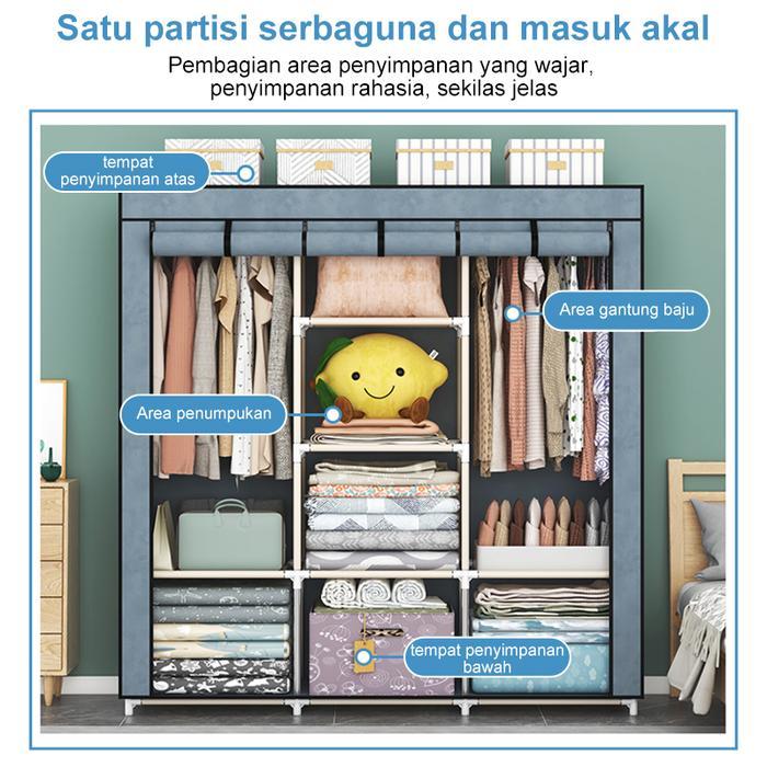 Lemari Pakaian Dengan Resleting Lemari Kain Lemari Pakaian Jumbo Lemari Pakaian Portable Serbaguna