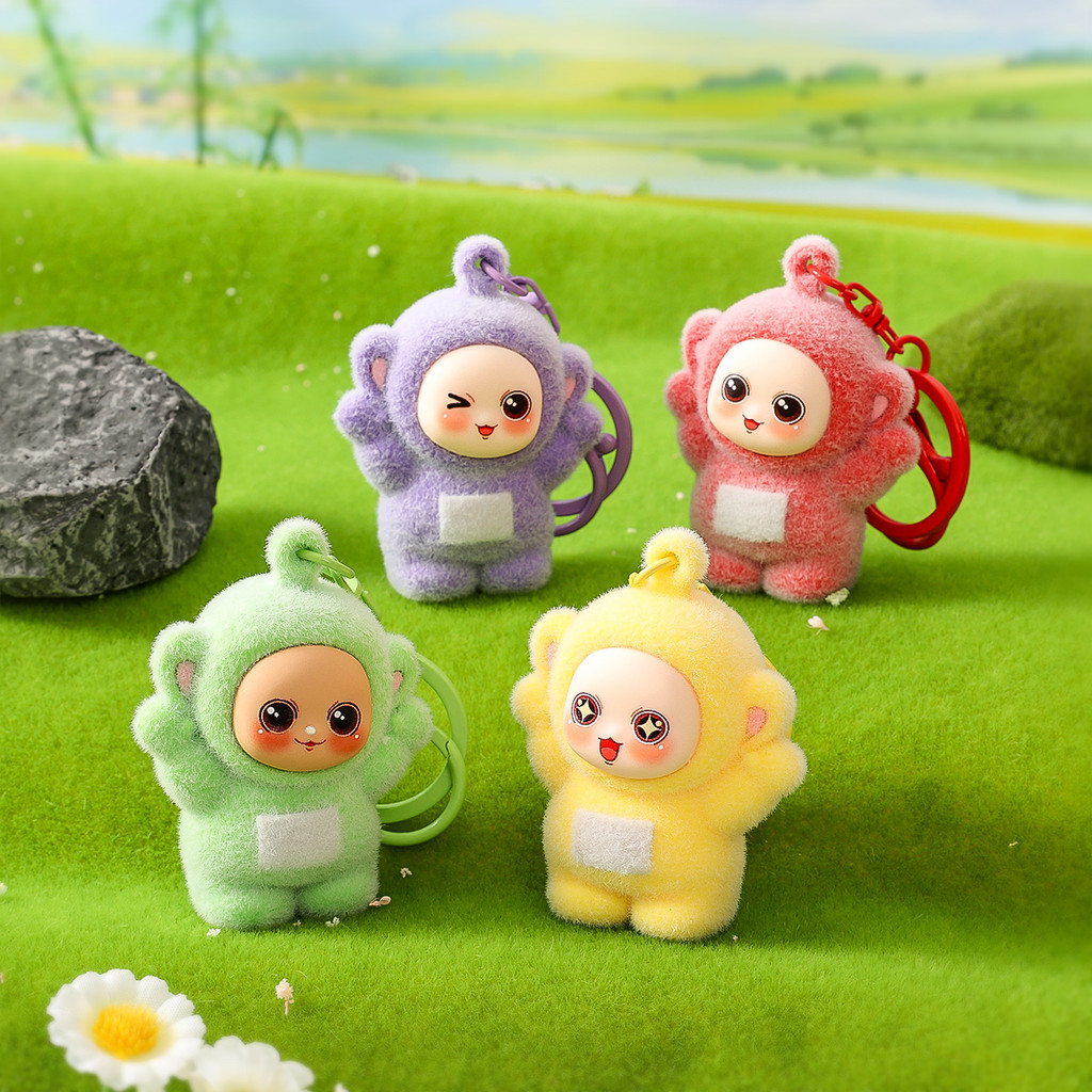 New Cartoon Teletubbies Flocking Keychain Anime Car Phone Pendent For Children Teletubbies Toy Bags