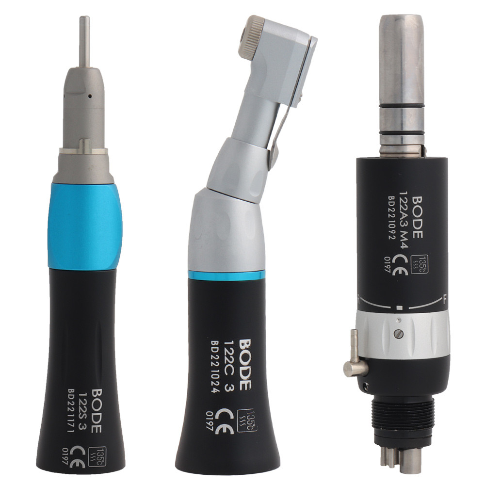 BESTPRICE Dental Low Speed Handpiece Set Air Turbine Straight Nose Contra Angle Air Motor Midwest 4H