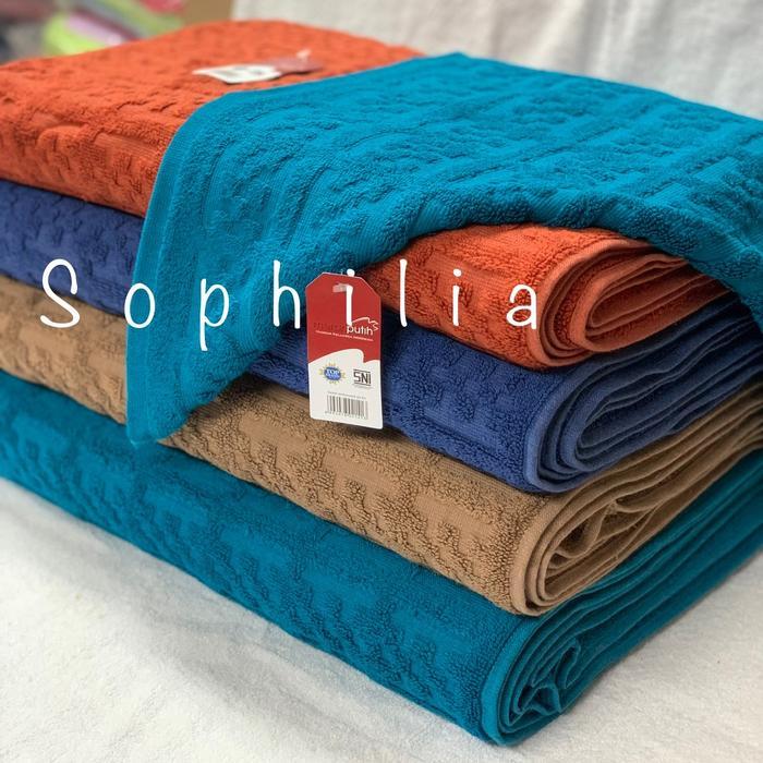 keset kaki handuk hotel merah putih polos embosse by terry palmer 45x65 serap lembut