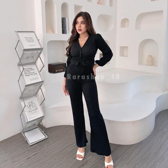 April Top Atasan Wanita Knip Lengan Panjang