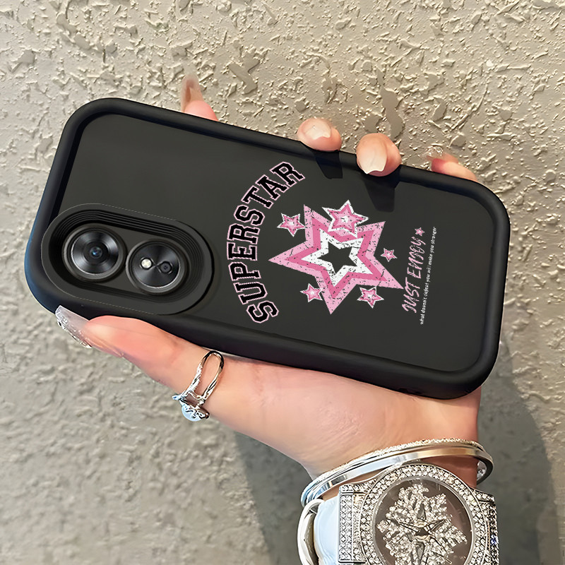 Casing Hp OPPO A17 OPPO A17K Case Casing melukis bintang pola Kasus HP Tangga Langit Mewah Silikon S