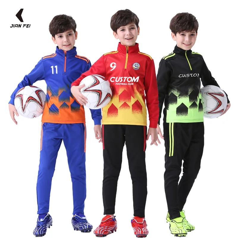 Wholesale Custom Winter Boys Soccer Tracksuit Warm Flecce Football Tracksuit Training Velour