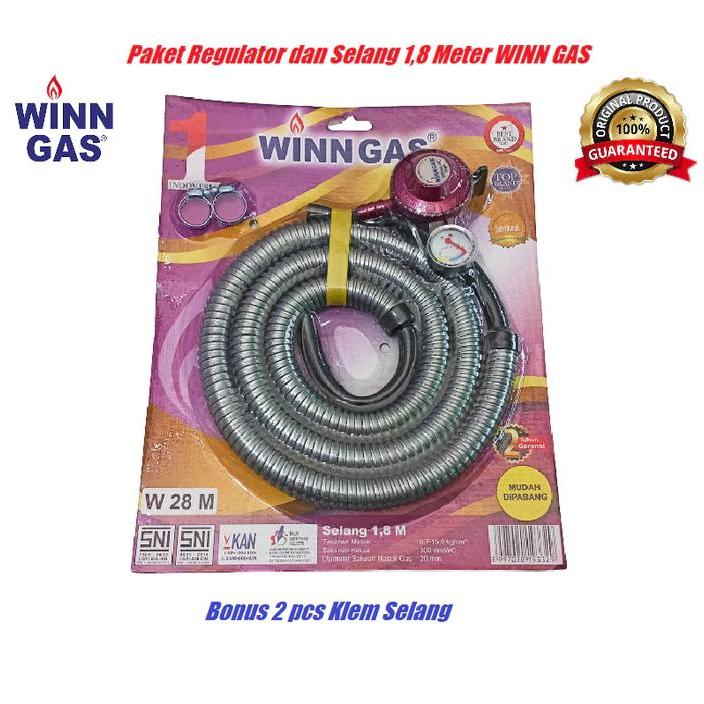 Paket Regulator Dan Selang Winn Gas 1,8 Meter + W 18 M