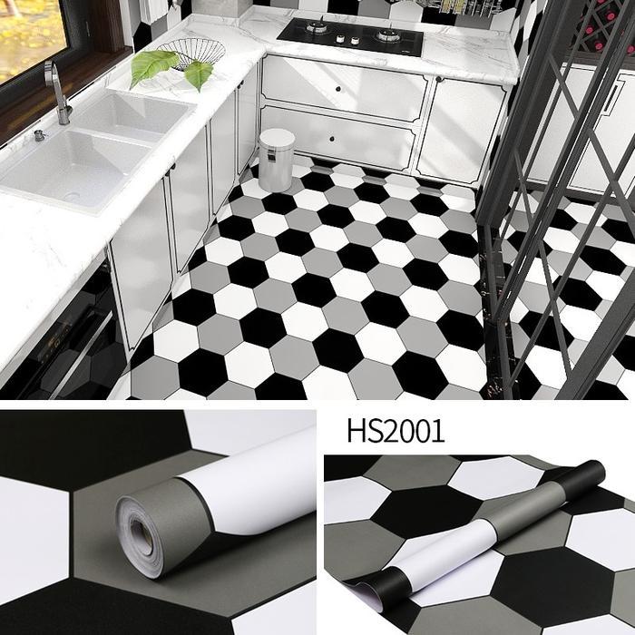 Top 2M/5M * 61CM PVC stiker lantai kamar tidur kamar mandi stiker lantai kamar mandi wallpaper kamar