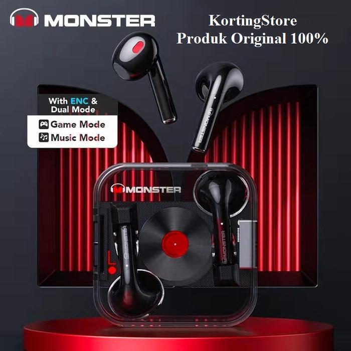 Headset Earphone Monster Xkt01 Bluetooth Tws True Wireless Stereo Gaming Original