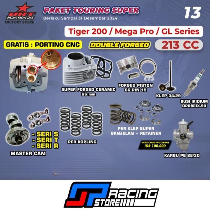 Paket Touring 13 Tiger BRT-Head Porting-Block-Piston-Cam-Karbu PE PWK