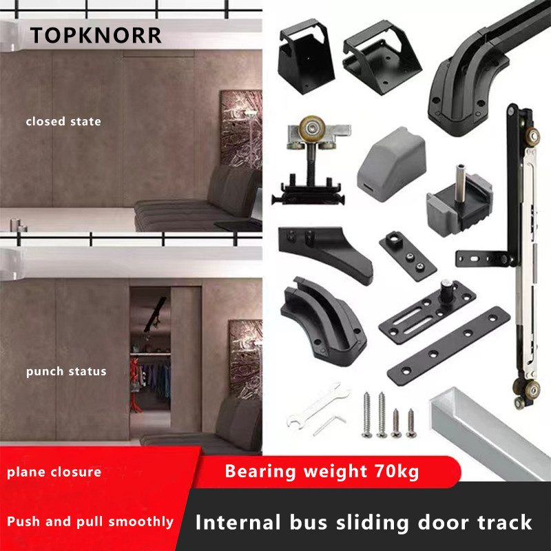 Internal Push Bus Door Track Sliding Door Buffer Pulley Cloakroom Bedroom Invisible Door Sliding