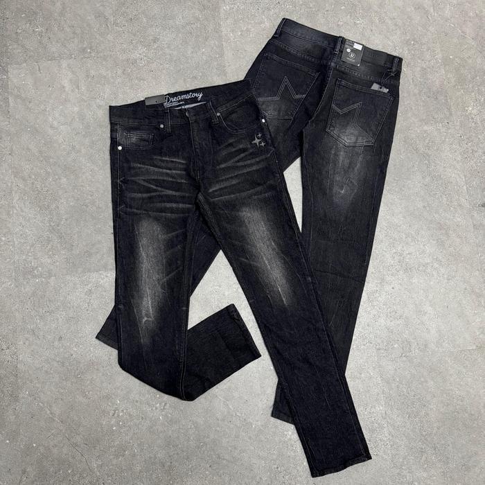 Promo Celana Jeans Dream Story Star Logo Bordir Denim High Quality Slim Fit Stretch Ori