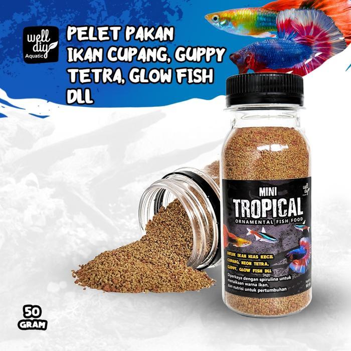 Pelet Ikan Cupang Tetra Glow Fish Guppy Small Fish MINI TROPICAL - 50 gram