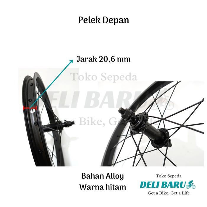 Pelek Jadi Wheelset Ukuran 16 Velg Alloy Hitam Sepasang Sepeda Anak, Mini, Lipat Terlaris