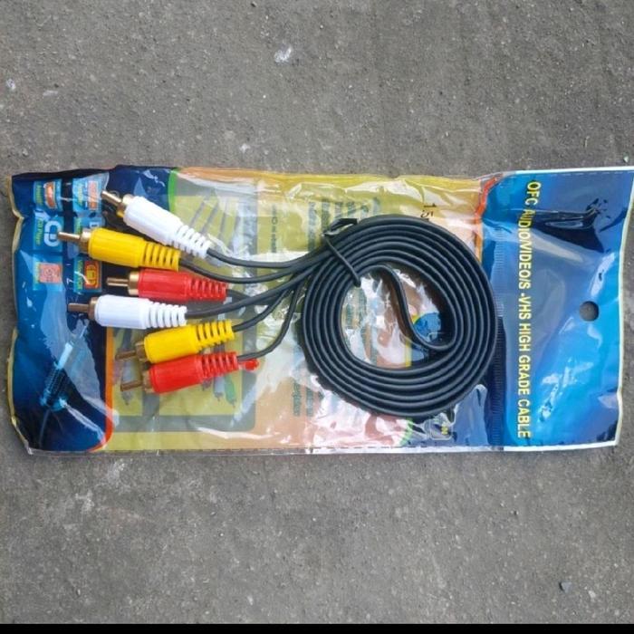 Kabel Rca 3-3 Jack Rca 1.5M Cable Rca Audio Video Av Input Tv Stb Dvb Jack Soket 3 Warna Merah Hitam