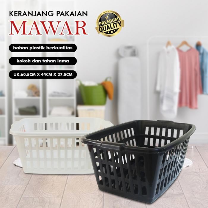 Keranjang Serbaguna Besar Hitam Putih// Keranjang Pakaian Mawar// Keranjang Laundry Bahan Plastik
