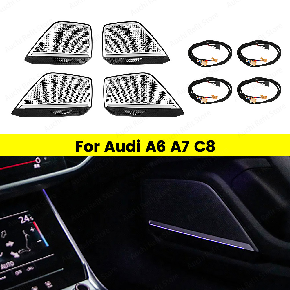 Original 30 Colours Car LED Speaker Cover Door Audio Decorative Lamp Ambient Light For Audi A6 A7 C8