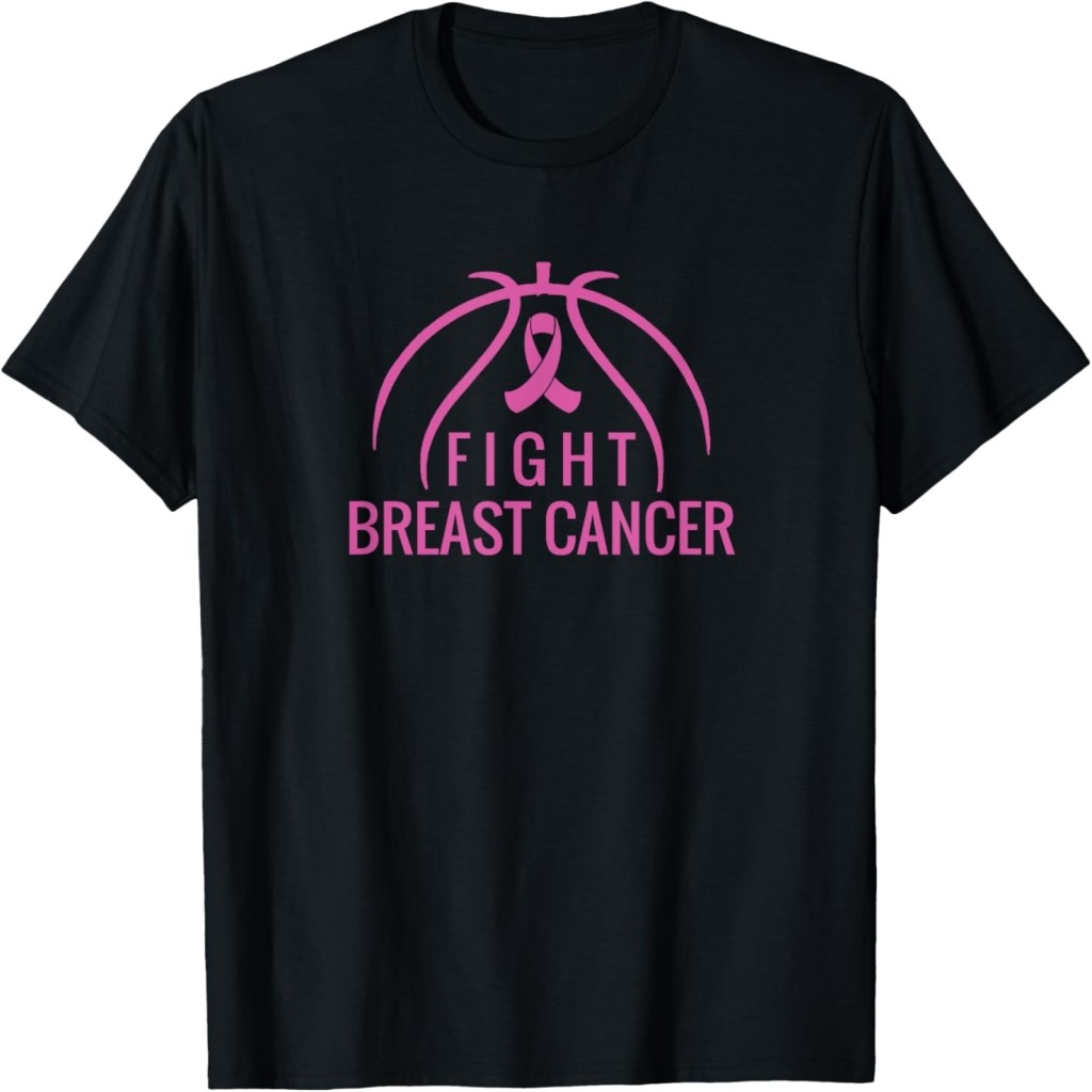 Fight Against Breast Cancer Basketball Pink Ribbon T-Shirt
