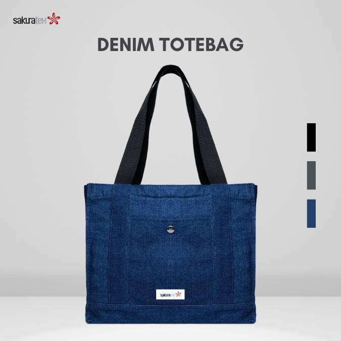 SAKURATEX Tote Bag Denim Premium Tas Jeans Tote Bag Wanita Tote Bag Unisex Tote Bag Pria Tote Bag