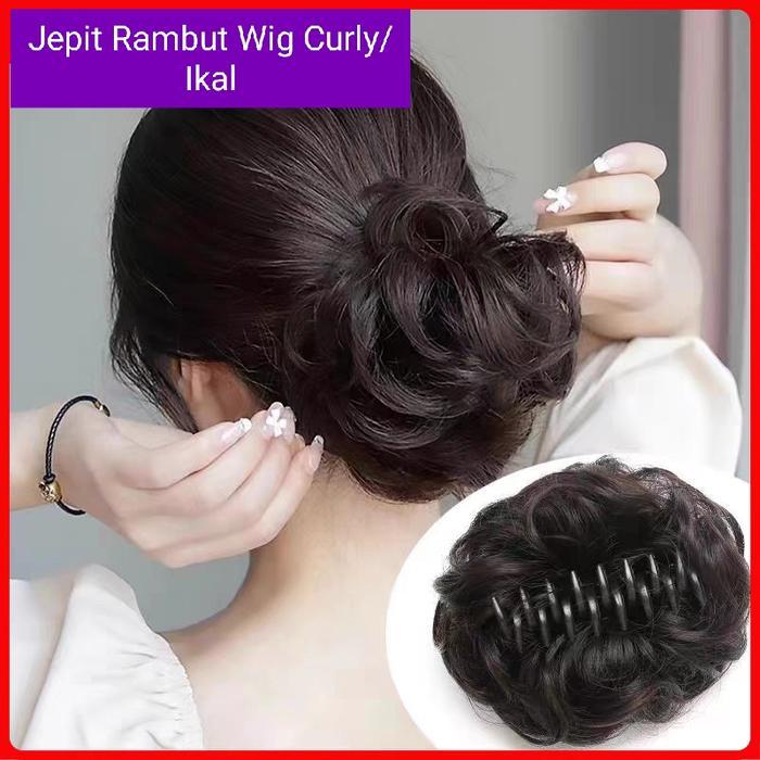 Jepit Rambut Palsu Wig (Curly/Ikal) Elegant Premium Modis Ikal Sanggul