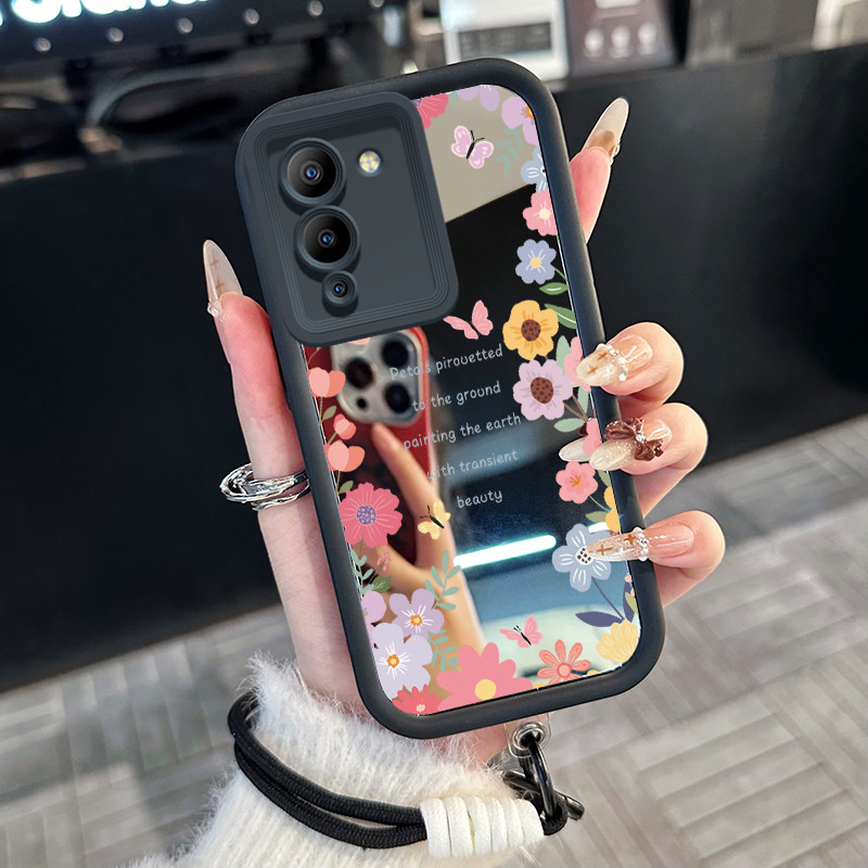 Casing Hp untuk Infinix Note 12 G96 Note 12 Turbo G96 Case Casing Bunga dan kucing pola Silikon Soft