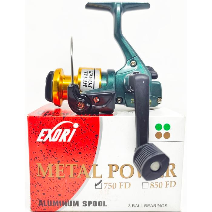 Reel Pancing EXORI METAL POWER 750 - 3000 Almunium Spool (3 Bearing) Design Lawas Murah