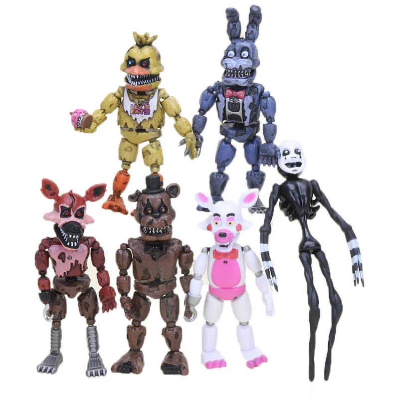 6Pcs/Set FNAF Figures Luminous Bonnie Bear Foxy Chica Freddy Movable Joints Anime Figure PVC Action