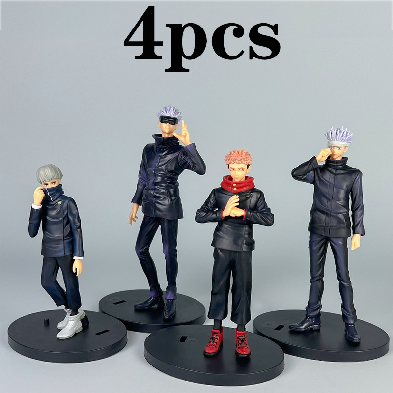 4Pcs/Set Gojo Satoru Anime Jujutsu Kaisen Itadori Yuji Seated Noodle Stopper El Toys Dolls