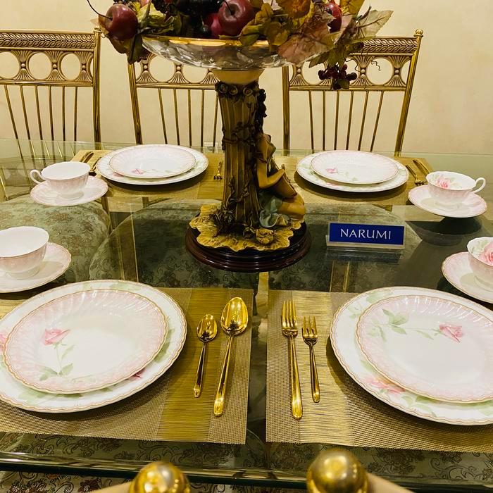 Dinner Set Narumi Rose Pink 16 Pcs Mewah Cantik - Piring Makan Set