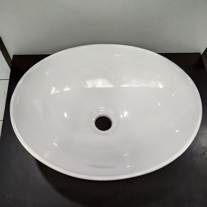 K60 Washtafel Wikea Oval Mangkok Putih Meja Keramik