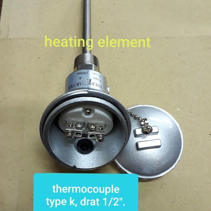 Thermocouple Type K, Drat 1/2" Dia: 8 X 200 Mm.