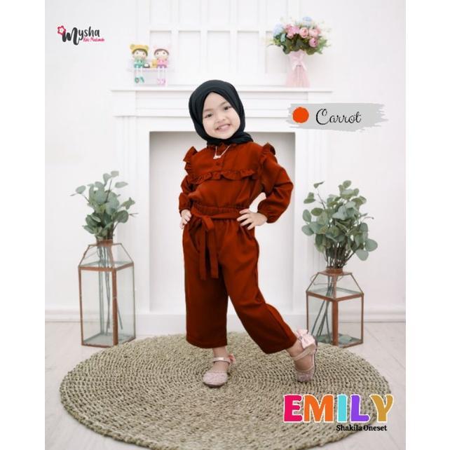 MYSHA KIDS MUSLIMAH - EMILY ONE SET ANAK PEREMPUAN SETELAN KOREA BAHAN SHAKILA EMILY USIA 1-8 TH