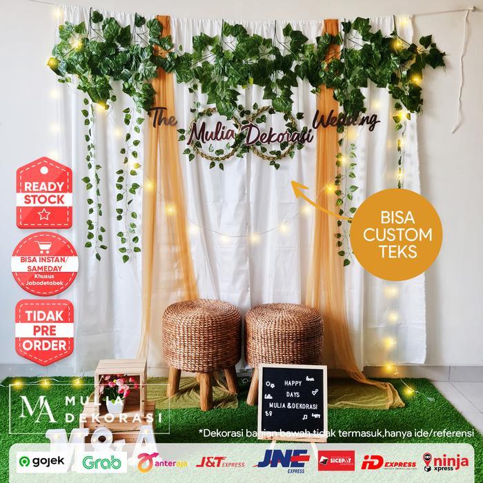 Dekorasi Lamaran Tunangan Backdrop Paket AAA Lengkap Dengan set Couple