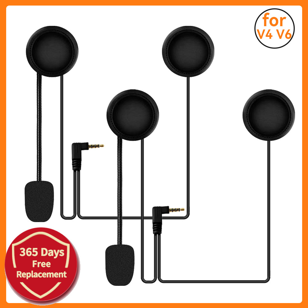 2PCS Motorcycle Bluetooth Interphone Microphone Speaker Headset for EJEAS V6 Pro Vnetphon V6 Full Du